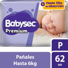 PAÑALES TALLA P HASTA 6KG 12HRS DE ABSORCIÓN (62 UNIDADES)